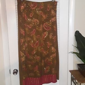 DIANE GILMAN HAND EMBROIDERED SILK SKIRT